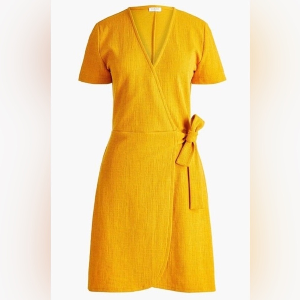 J Crew Yellow Wrap Dress- size Medium